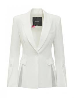 Pinko - White Solid Shawl Lapel Blazer