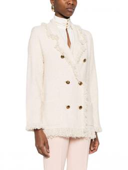 Elisabetta Franchi - Off White Shawl Lapel Blazer