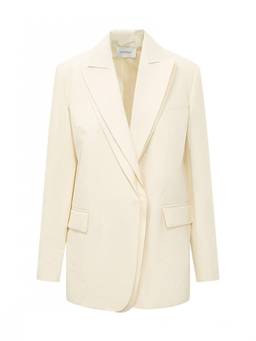 Sportmax - Off White Solid Notched Lapel Blazer