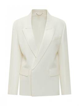 Victoria Beckham - White Solid Notched Lapel Blazer