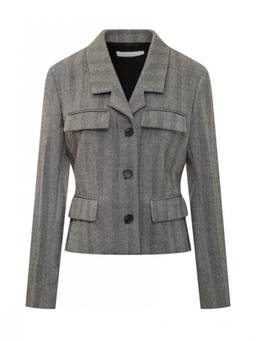 Ferragamo - Grey Stripes Notched Lapel Blazer