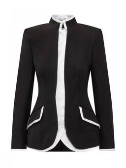 Casablanca - Black Solid Mandarin Collar Blazer