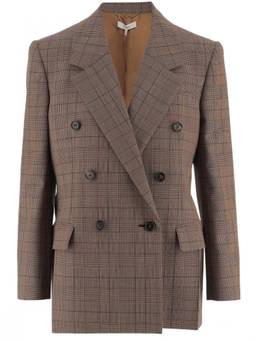 Chloe - Brown Plaid Notched Lapel Blazer