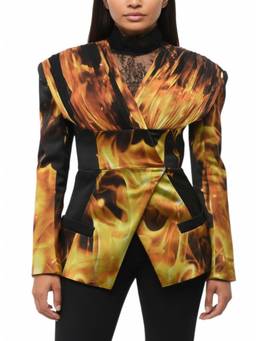 BALMAIN - Multicolor Printed V Neck Blazer