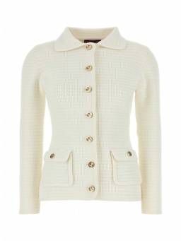 Gucci - White Stretch Crochet Blazer