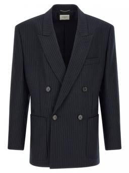 Saint Laurent - Navy Blue Stripes Blazer