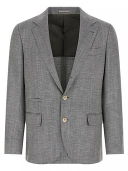 Brunello Cucinelli - Grey Notched Lapel Blazer