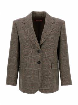 Max Mara - Brown Plaid Notched Lapel Blazer