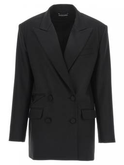 David Koma - Black Double-breasted Stretch Wool Blazer
