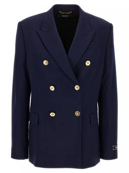 Versace - Blue Double-breasted Stretch Wool Blazer