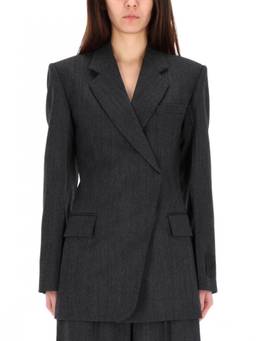 Alexander Wang - Black Solid Notched Lapel Blazer Dress