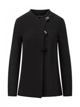 EMPORIO ARMANI - Black Textured Band Collar Blazer
