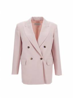 Max Mara - Pink Solid Peaked Lapel Blazer