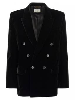 Saint Laurent - Black Velvet Double-breasted Blazer