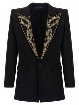BALMAIN - Black Leaf embroidery blazer