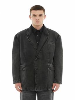 Diesel - Dark Grey Solid Denim Blazer