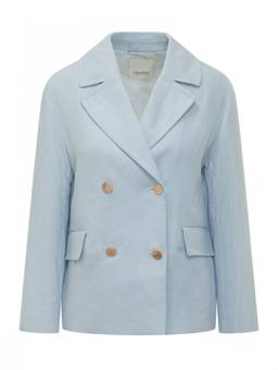 Max Mara - Blue Solid Notched Lapel Blazer