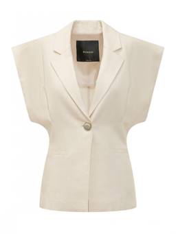 Pinko - White Solid Notched Lapel Blazer
