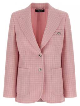 Versace - Pink Checks Peaked Lapel Blazer
