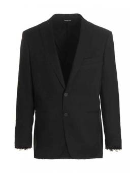 Tonello - Black Solid Peaked Lapel Blazer