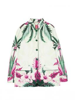 F.R.S For Restless Sleepers - Green Floral Mandarin Collar Blazer