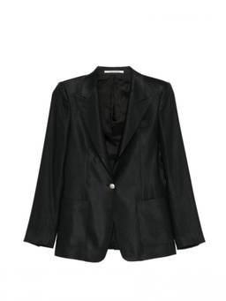 Tagliatore - Black Solid Peaked Lapel Blazer