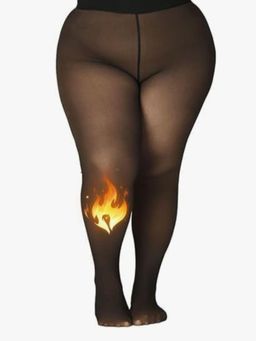 G Heist - Women Plus Size Dual-Toned High Waist Fleece Winter Fur Stockings