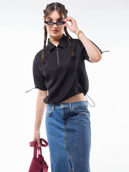 Bewakoof - Women's Black Oversized Parachute Short Top