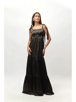 EMBLAZE - Black Embellished Tie-Up Dress