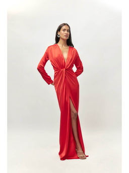 EMBLAZE - Red Drape Dress