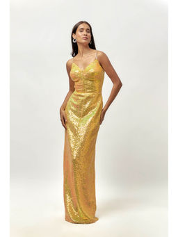 EMBLAZE - Yellow Sequin Embellished Dress