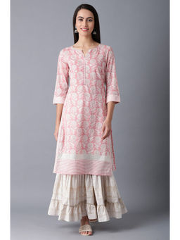 W - Pink Floral Kurta