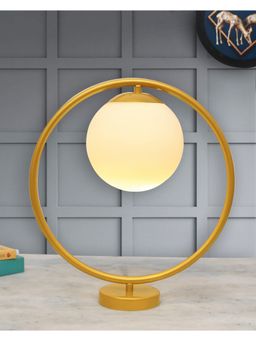 Homesake - Gold Table Light Milky White Shade Round