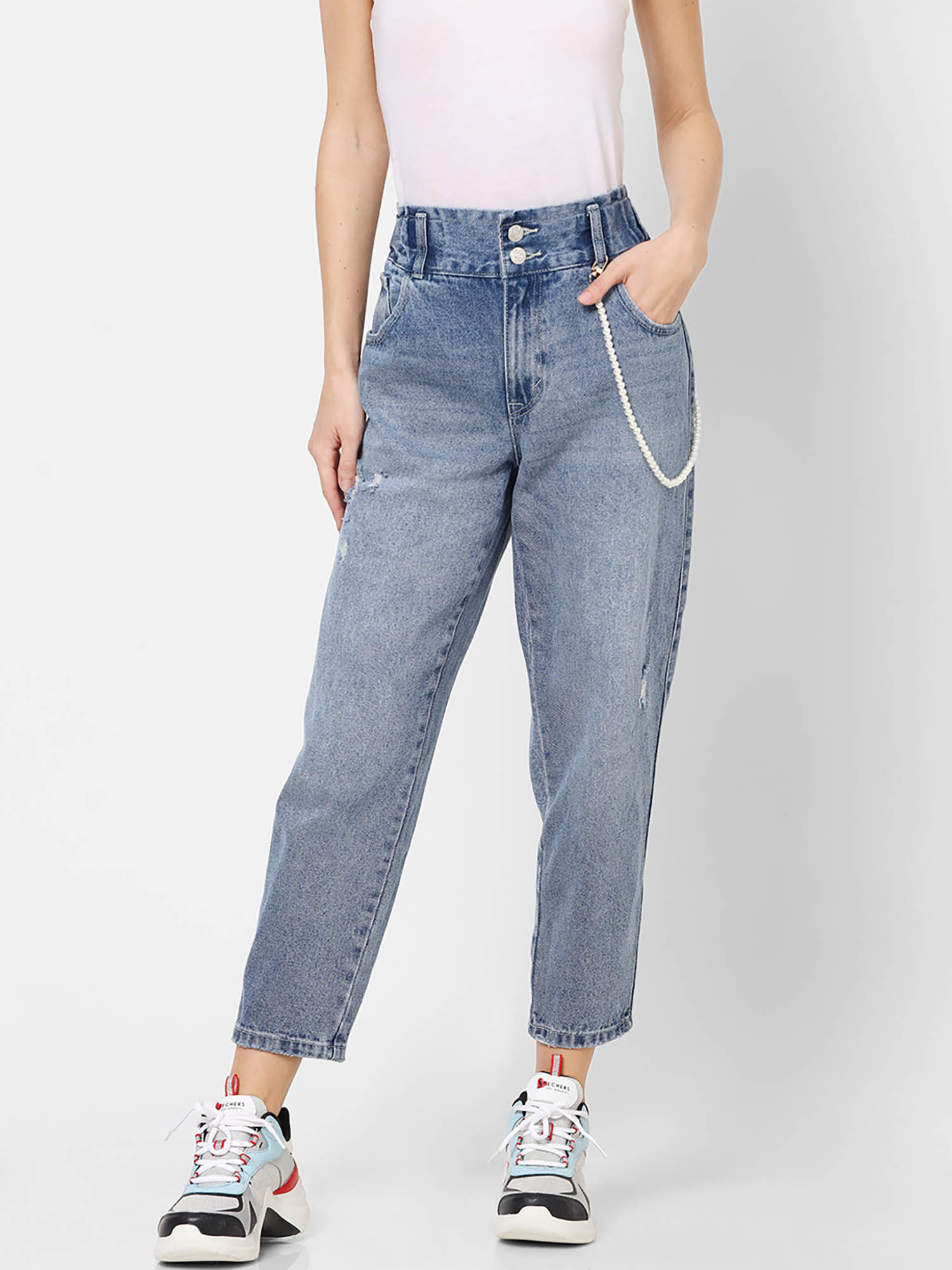 Blue Onllu Life Carrot Denim Jeans Dot 