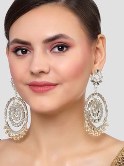 Karatcart - Gold Plated Mirror Studded Round Shape Dangler Earrings for Women
