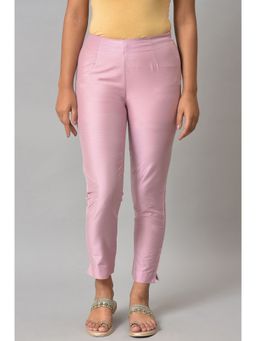 W - Pink Solid Slim Pant