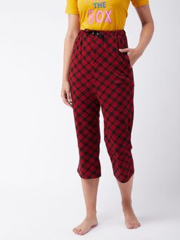 Miss Chase - Women's Red Regular Length Checkered Capri Red