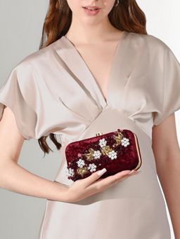 Lavie Signature - Maroon Womens Eris Square Frame Clutch (M)