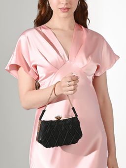 Lavie Signature - Black Womens Scarnton Handle Frame Clutch (M)