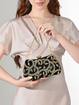 Lavie Signature - Black Womens Trenton Handle Frame Clutch (L)