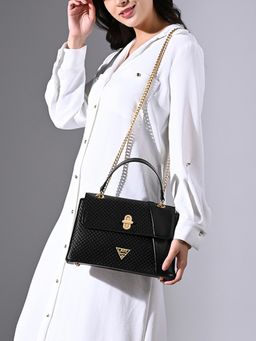 Lavie Signature - Black Womens Orlando Small Flap Satchel Bag (L)