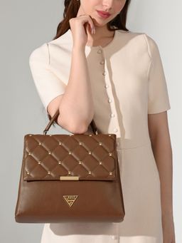 Lavie Signature - Tan Womens Stud Gary Satchel Bag (M)