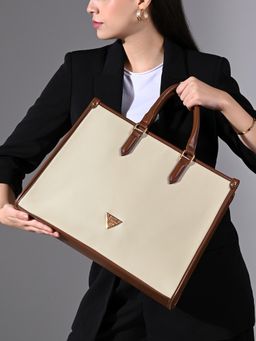 Lavie Signature - Womens Off White Madisson Box Tote Bag (L)