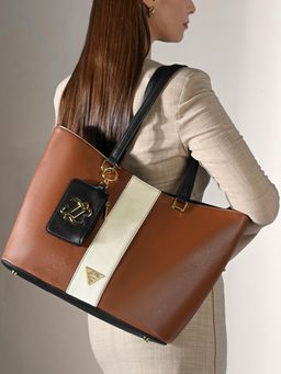 Lavie Signature - Womens Tan Edison Colorblock Tote Bag (L)