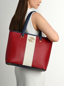 Lavie Signature - Womens Red Tarrytown Colorblock Tote Bag (L)