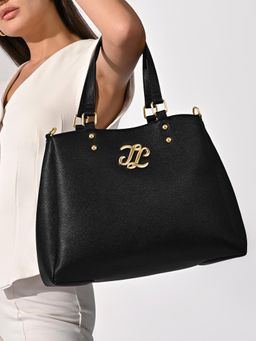 Lavie Signature - Albany Black Solid Satchel Bag with Detachable Strap