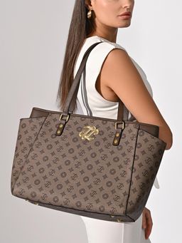 Lavie Signature - Mono Carmel Taupe Printed Tote Bag