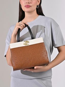 Lavie Signature - Colorblock Marfa Satchel Bag With Detachable Strap - Tan (M)