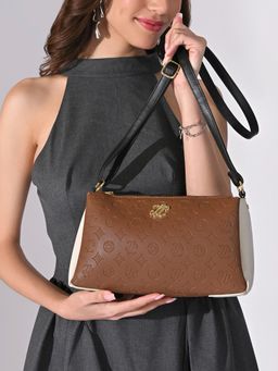 Lavie Signature - Colour block Cuba 3 Compartment Sling Bag (Tan) (Medium)