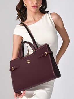 Lavie Signature - Canva Dual Carry Tote Bag -Wine (Large)